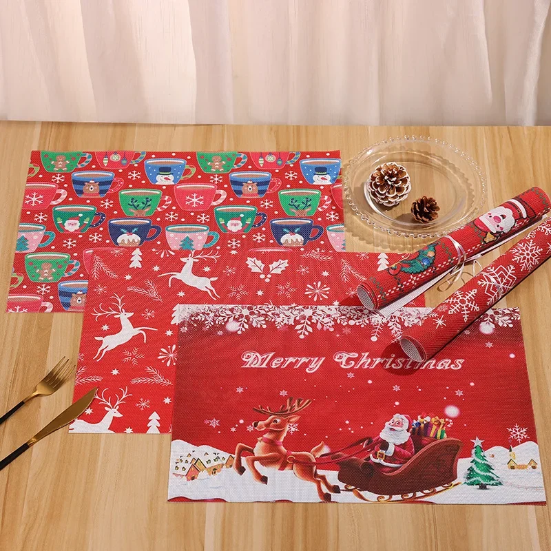 

6PCS 45*30CM Christmas TableRunner Merry Christmas Decoration HomeTable Cloth CoverXmas Ornament Navidad NoelGifts New YearParty