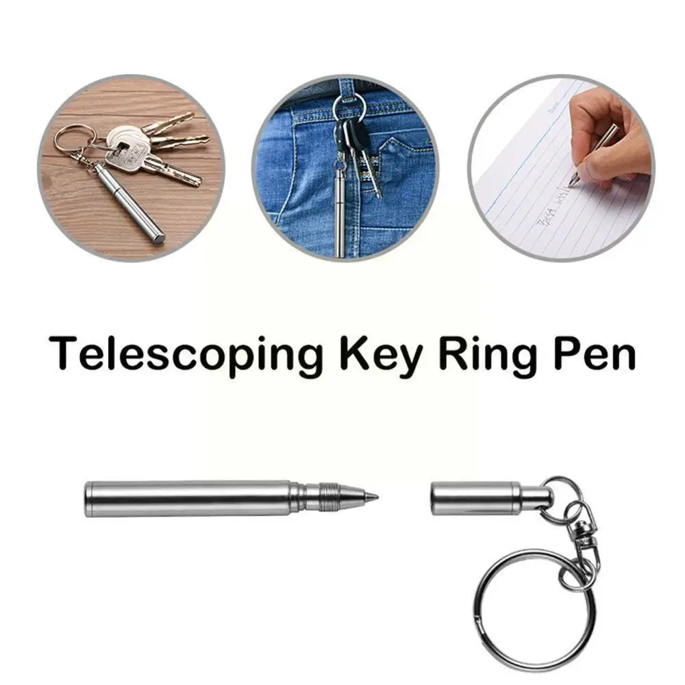 1pc Mini Metal Ring Steel Telescopic Pen Tool Telescoping Chain Ball Point Y4o5 |