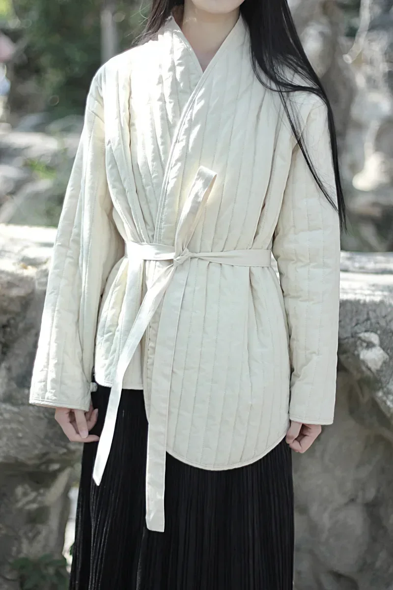 UMI MAO хлопковое льняное пальто женское 2023 зимнее винтажное литературное дзен