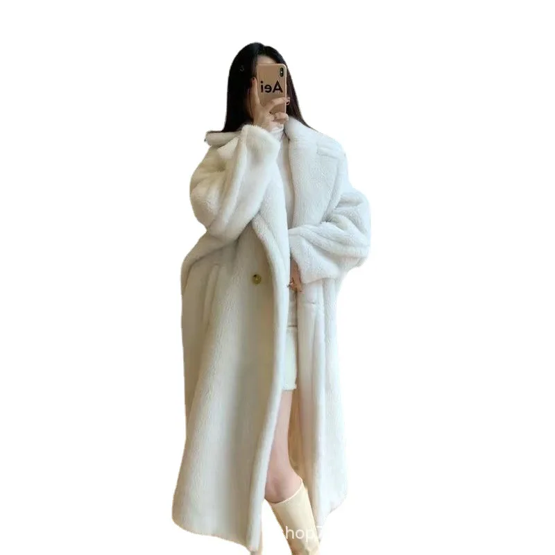 Coat sheep shearing grain wool long coat women
