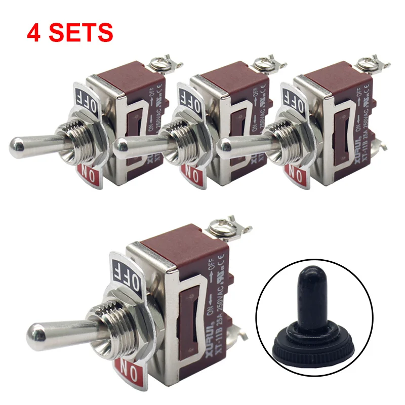 

4 sets 15A 250V dpdt 2 pin2 way switch 2 on off on momentary marine waterproof toggle switch