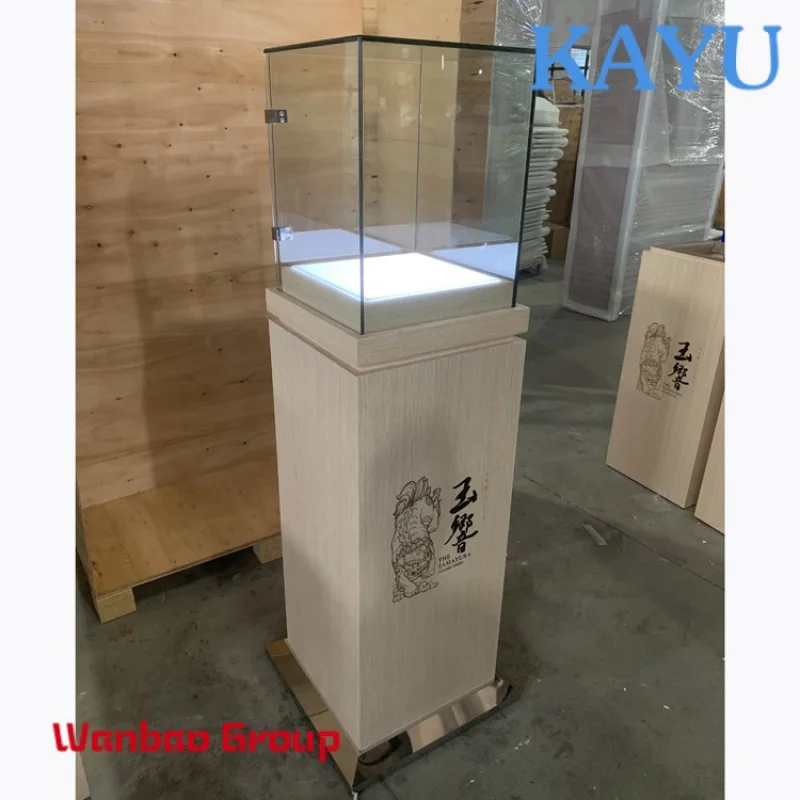 High quality led light wood glass jewelry shop display counter furniture