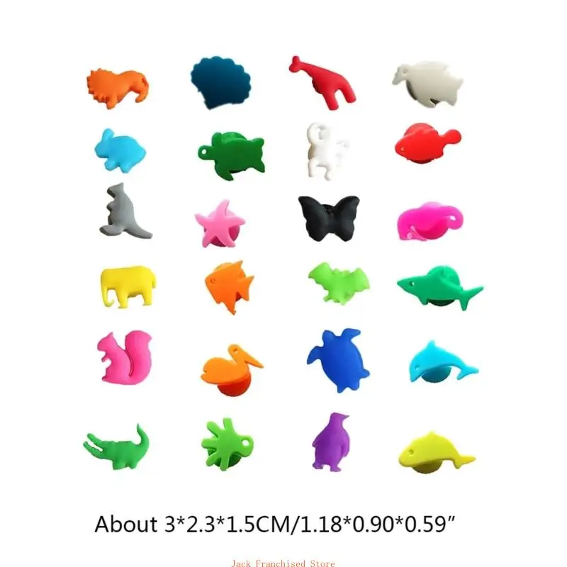 Набор маркеров для бокалов вина из 24 силиконовых подвесок стаканов с морскими