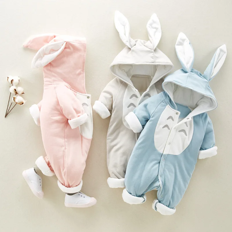 Newborn Baby Autumn and Winter Thickened Warmth One-piece Suit Boys and Girls Baby Cartoon Cute One-piece Baby Crawling Suit