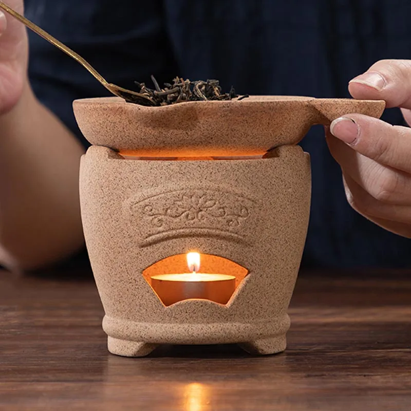 

Set Milk Warmer Decor Vintage Heating Candle Tea Holder Coffee Accessories Water Holder Ceramic Base Teapot Art Tea Stove Heater