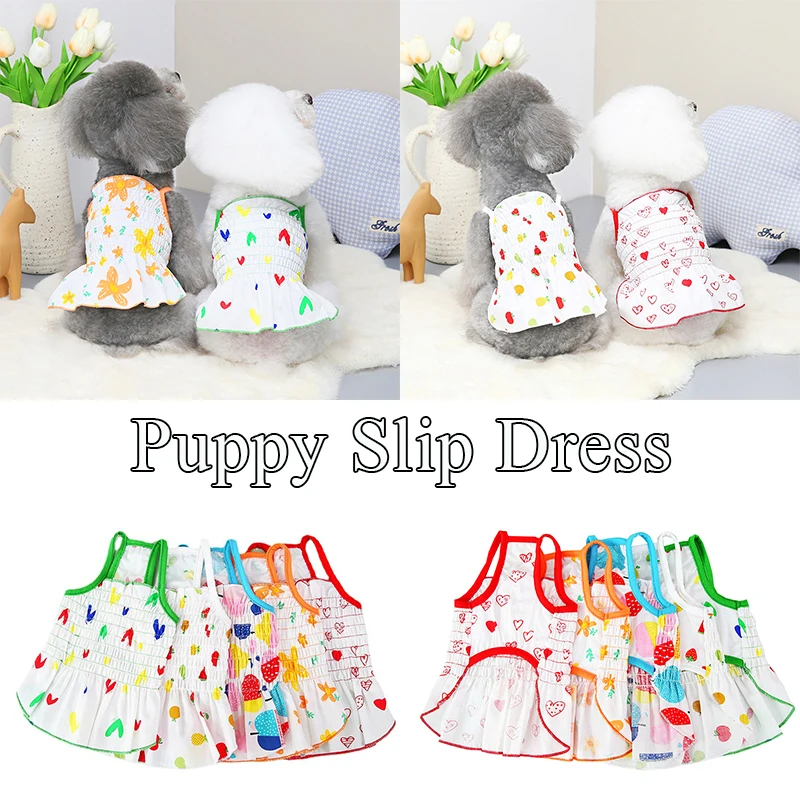 

Summer Pet Clothes Cute Printed Princess Dress For Small Dogs Chihuahua Bichon Elastic Sling Skirt Puppy Costume Pets Supplies