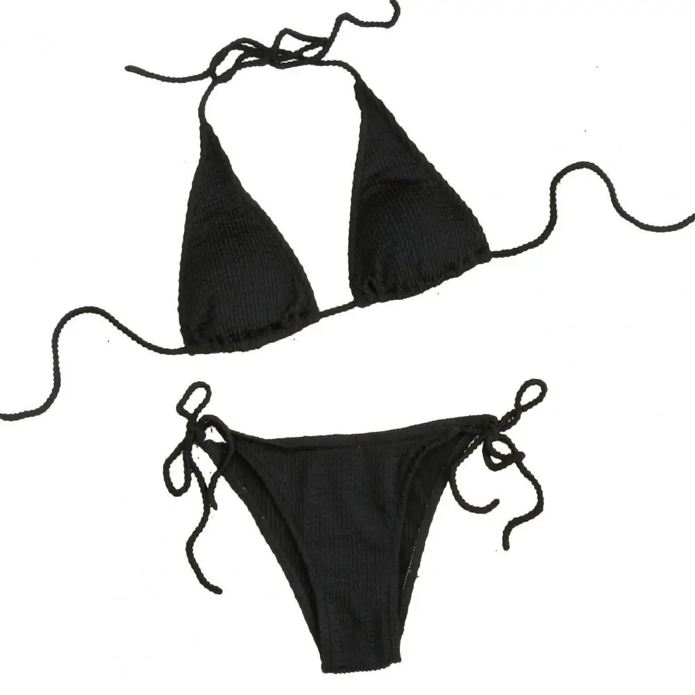 

Women Swimsuit 2Pcs/Set Women Bikini Solid Color Bandage Sexy Breathable Stretchy High Waist Two-piece Bathing Suit for Swimmin
