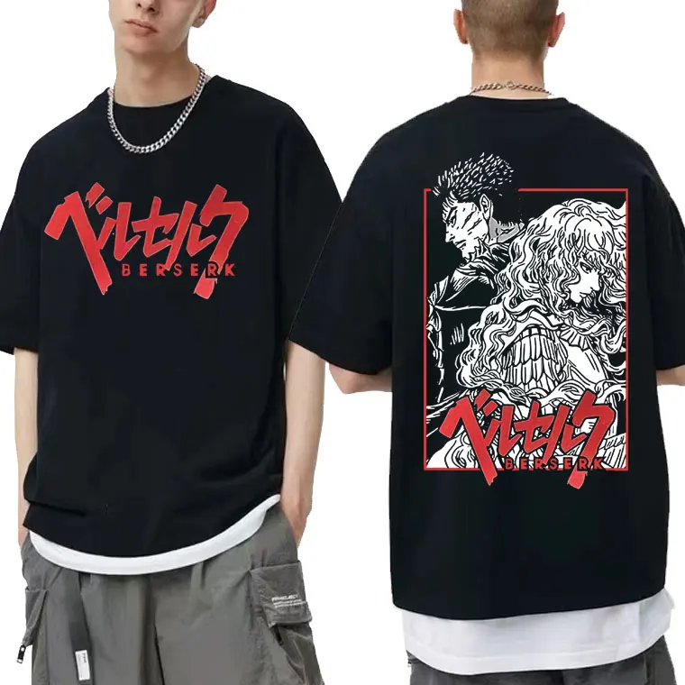 

Anime Berserk Fight Swordsman Guts Griffith Graphic Tshirt Men Manga Vintage Sweat Fashion Tees Man Oversized Cotton T-Shirts