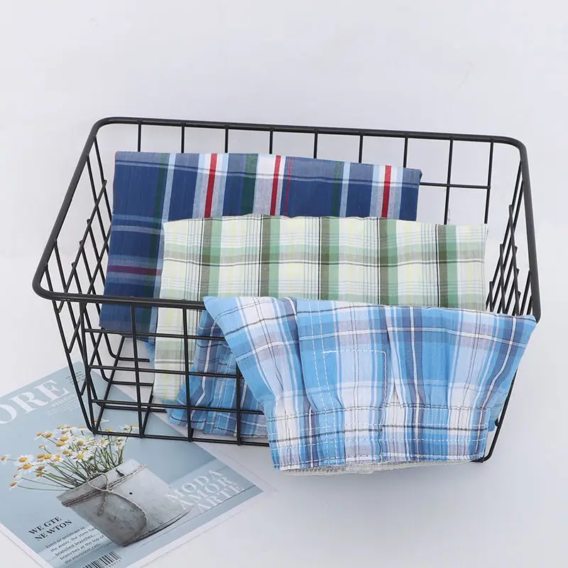 4Pcs Boxer Men's Panties Underwear Man Underpants Homme Boxershorts 100% Cotton Classic Plaid Shorts More Comfortable Panties