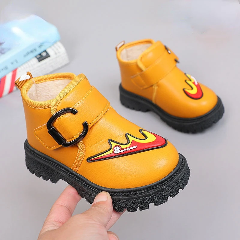 Girls' Children's Shoes Autumn and Winter Cotton Shoes Plush Snow Boots Warm Casual Leather Shoes Short Boots