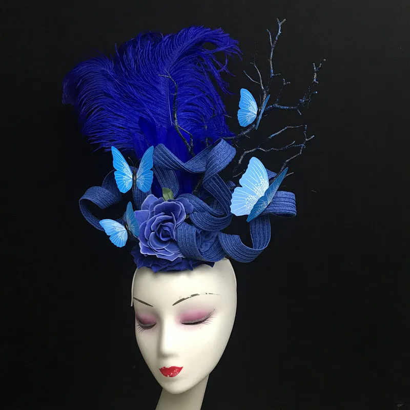 Женский новый роскошный головной убор ручной работы белого красного синего