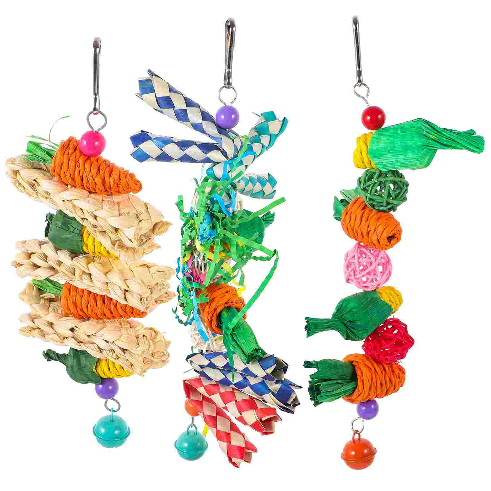 

3 Pcs Suspending Parrot Foraging Toy Bird Chew Pet Chewing Toys Birdcage Lovely Corn Leaf Conure Hanging Bite