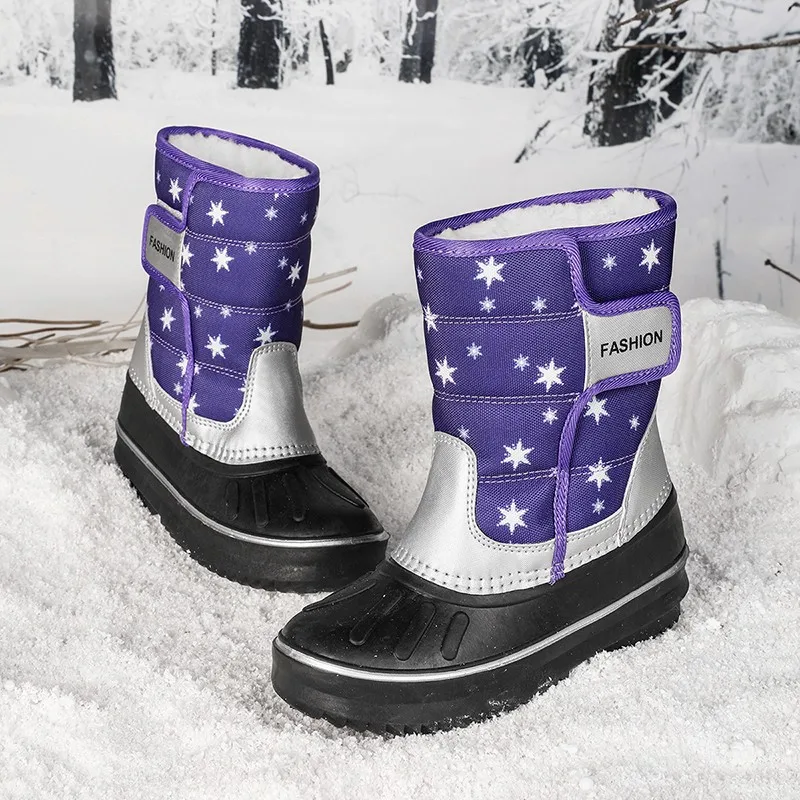 2022 Winter Snow Boots For Kids Girl Boots Children Shoes Non-Slip Platform Shoe Boy Child Boot Pink Purple Shoe ботинки детские