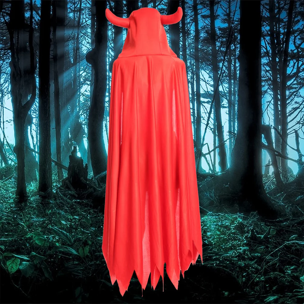 

Hooded Cloak Witch Party Hooded Vampires Cape Cloak Full Length Long Cape for Costume Party 15m ( Red ) Halloween Black
