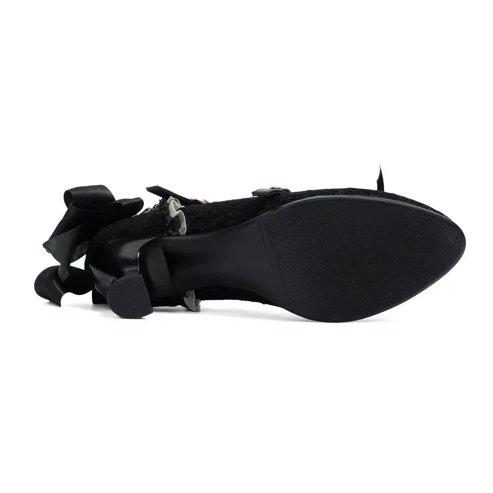 Классические бархатные туфли с кружевом в стиле &quotЛолита&quot цвет ассортименте