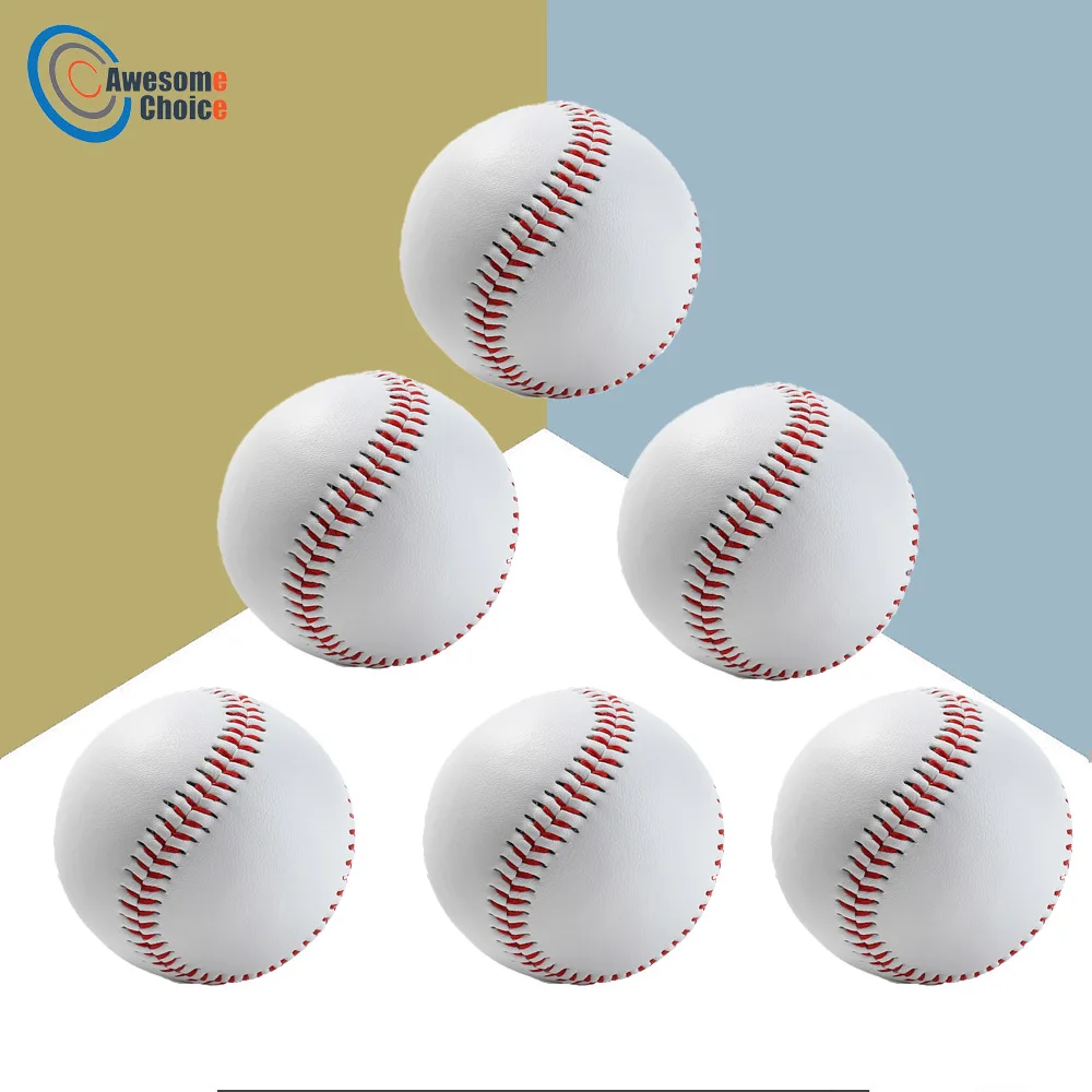

6pcs Baseball No. 9 Softball Hardball Training Handmade Balls Fitness Products Safety Kid Baseballs Men's Practice Team Game