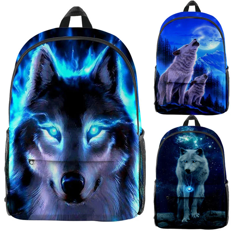 

Animal Wolf Print Backpack Men Women Casual Ruckk Children School Bags for Teenage Girls Boys Oxford Daypack Student Book Bag