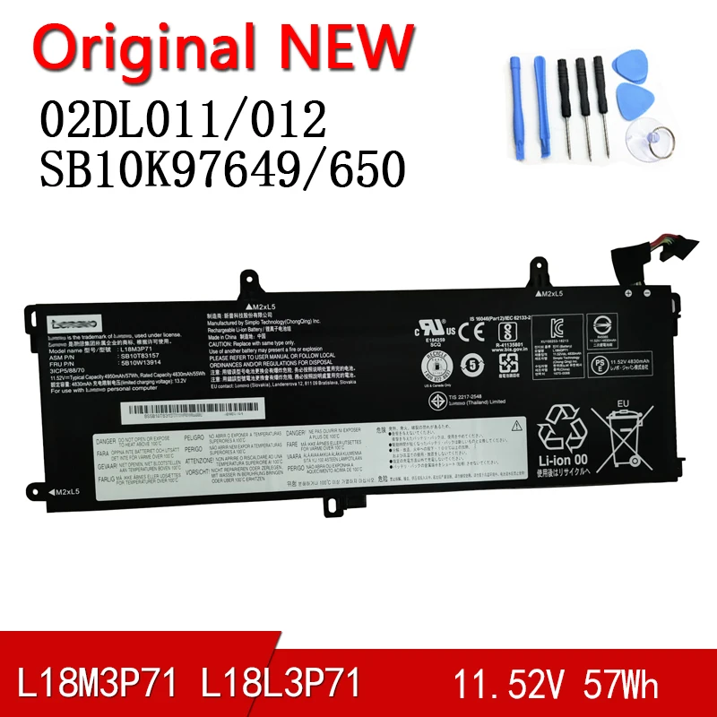 

L18L3P71 L18M3P71 новый оригинальный аккумулятор для Lenovo ThinkPad T590 T590-20N400 P53S P53S-20N600 T15 P15s 1-го поколения 11,52 в 57Wh