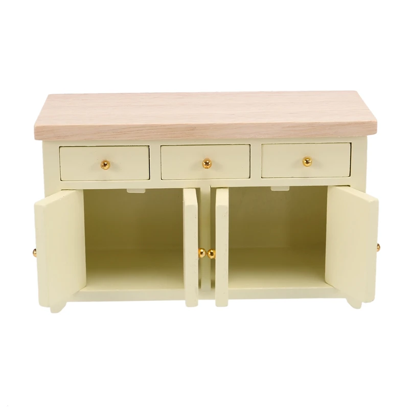 

1:12 Dollhouse Furniture Miniature Kitchen Sideboard Living Room Cabinet Closet Shelf 3 Drawer 2 Door Console Table