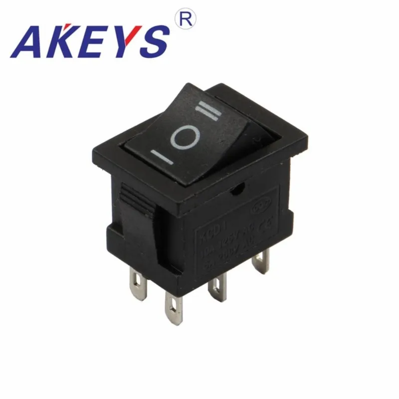 10 шт. Пластиковые круглые переключатели KCD2-202-6P AKEYS