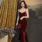 Женское винтажное платье-годе Le Palace, оригинальное красное бархатное платье на бретельках с открытой спиной, эластичное Модное Элегантное приталенное платье, весна 2022