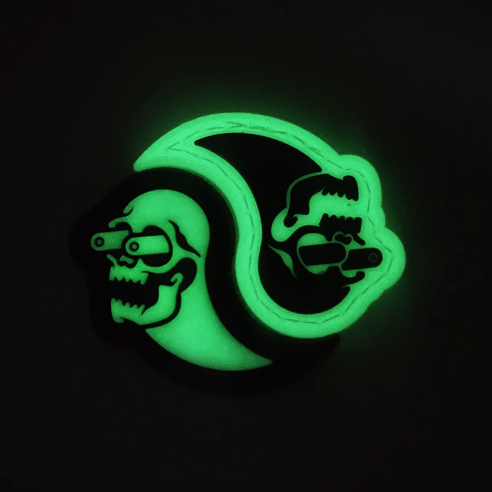 Черно-белые ПВХ резиновые светящиеся круглые нашивки Tai Chi с вышивкой в виде кота