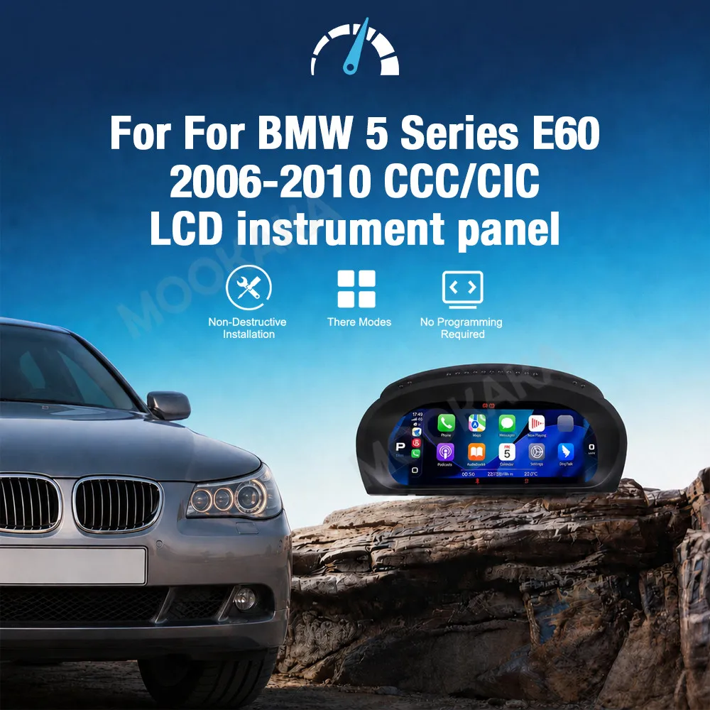 Фото Цифровая приборная панель для BMW 5 серии E60 2006-2010, ЖК-дисплей, виртуальная приборная панель, CarPlay, Android Auto, навигация. №2