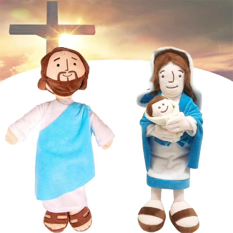 

Jesus Virgin Mary Plush Toy Christ Religious Plushie Figure Kids Educational Stuffed Doll Soft Figure Gift for Children Believer