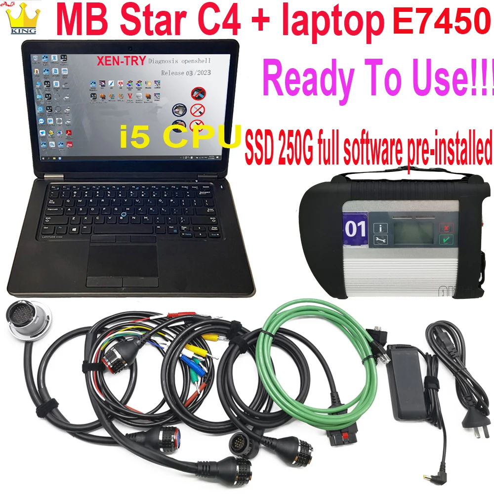 V09.2023 ЛУЧШИЙ полночиповый мультиплексор MB STAR C4 с WIFI SD Connect c4 Compact 4 ноутбук DE LL E7450 i5