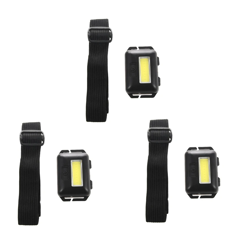 

AT14 3X Cob LED Mini Head Light Lamp Headlight 3 Modes Rainproof Head Torch Flashlight Head For Outdoor Camping Fishing Black