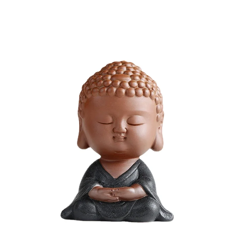 

Small Buda statue monk budda figurine tathagata buddha tea pet purple ceramic crafts decorative ceramic ornaments home decor