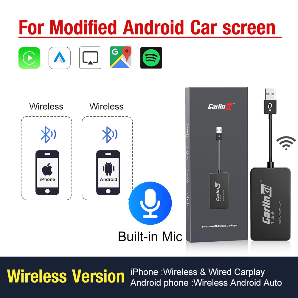 

Беспроводной активатор Carlinkit CarPlay и Android Auto, проводной USB-ключ AI Box для Android, радиоприемник, Bluetooth-зарядное устройство Mirrorlink