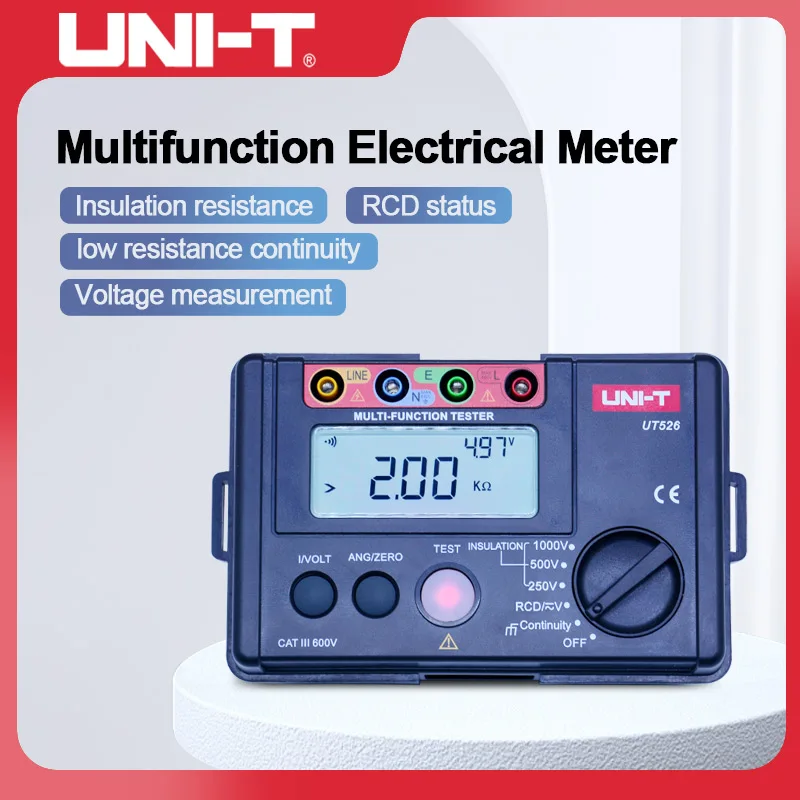 

UNI-T UT526 Digital Earth Resistance Tester Electrical Insulation AC DC Voltmeter RCD Test Low Resistance Continuity Meter