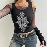 printed goth grunge crop tops for women dark academia cute ribbed vest sleeveless slim aesthetic vintage sweat tank top