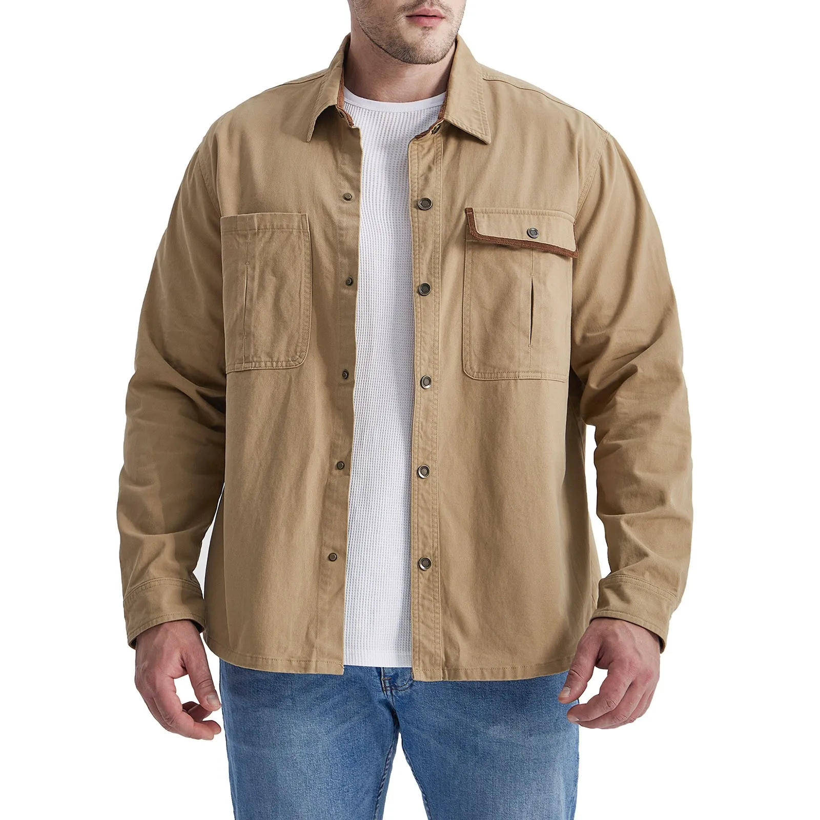 

Spring Autumn Men Shirt Coat Korean Cotton Loose Solid Color Lapel Long Sleeve Jacket Trend Streetwear Harajuku Casual Shirts