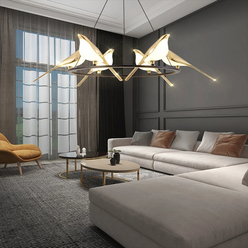 Новая светодиодная люстра Подвесная лампа в виде птицы прикроватная Потолочная
