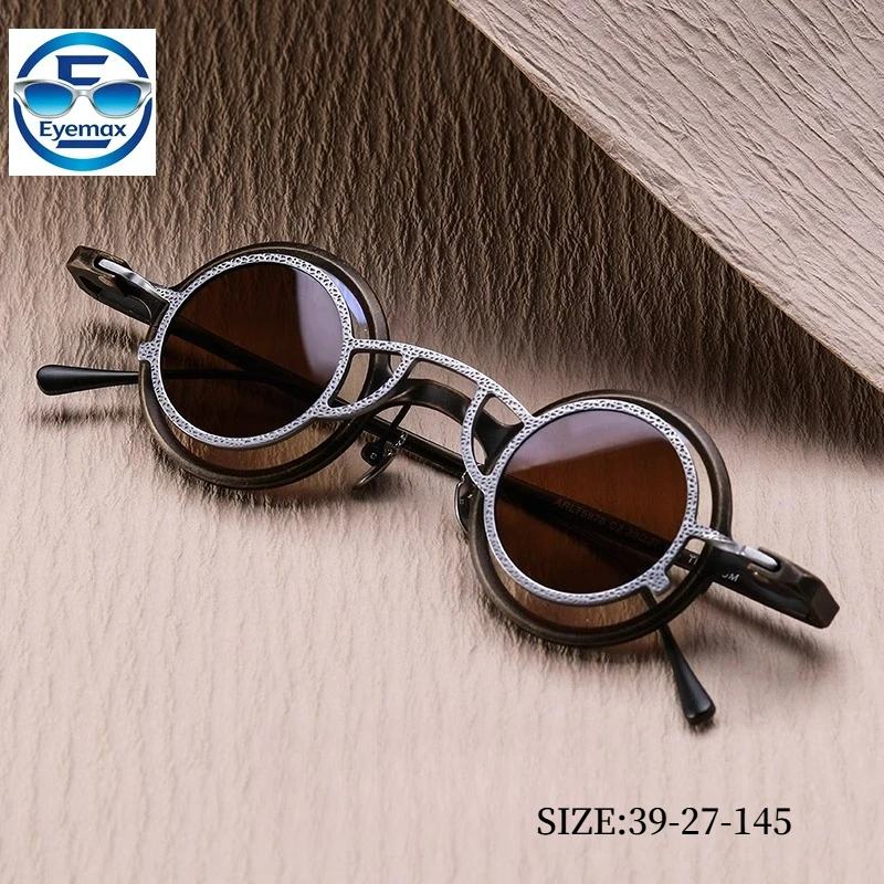 Фото Солнцезащитные очки 2026 Vintage Small Round из чистого титана для мужчин, высококачественные, с магнитным креплением для очков для близорукости, для активного отдыха, вождения, спорта, UV400 №1
