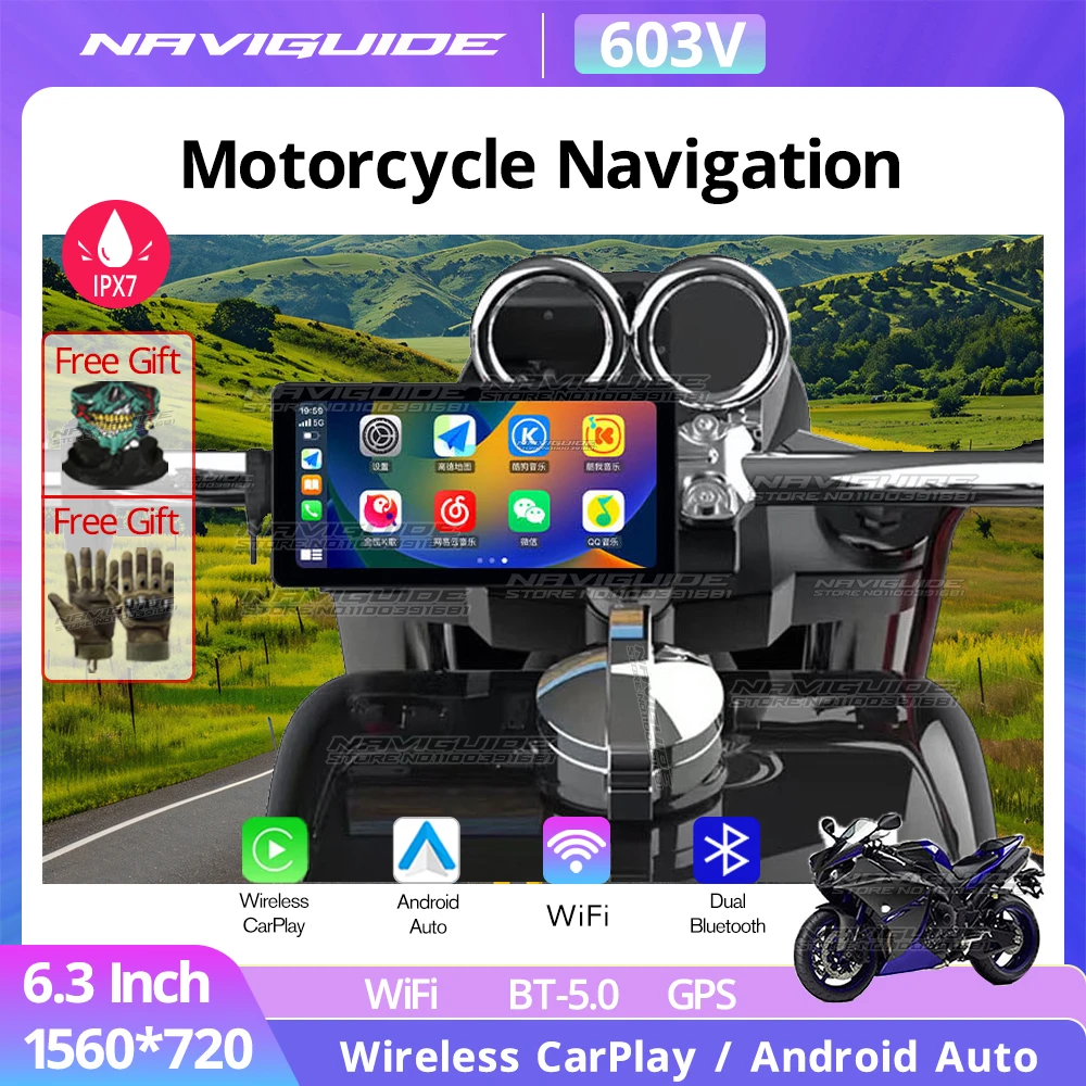 NAVIGUIDE 603 в 6 3 дюймов Carplay GPS Navi Водонепроницаемый IPX7 портативный Экран для