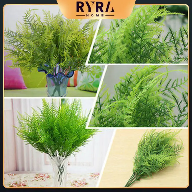 

7 Stems High Quality Artificial Asparagus Garden Porch Plastic Green Home Office Greenery Foliage Bush Table Decors Window Box