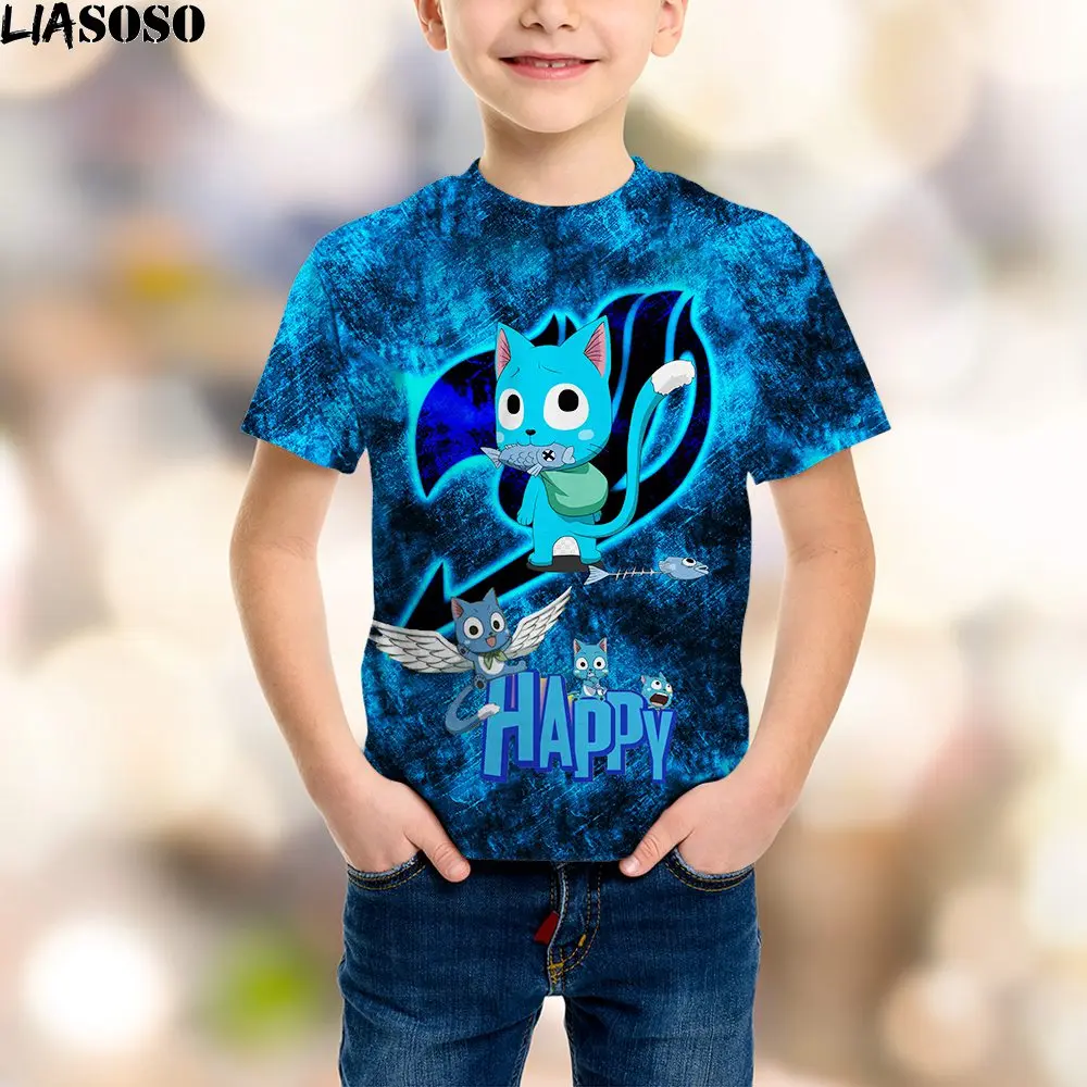

SONSPEE 3D Print Boy Girl Children's Short Sleeves Anime Fairy Tail Natsu Dragneel Lucy Heartfilia Erza Scarlet Sports T-shirts