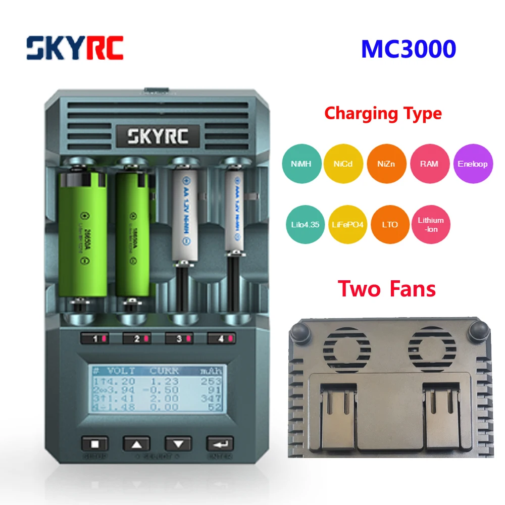 

SKYRC MC3000 Battery Charger bluetooth Smart APP PC Control Multi-chemistry Universal LED Screen NiMH NiCd Lithium-ion LiFePO4