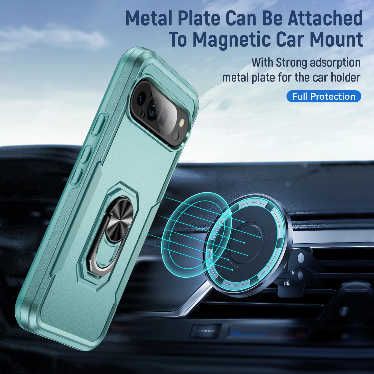 Противоударный кольцевой магнитный чехол-подставка для Google Pixel 9 Pro 8A 8 7A 7 6A 6