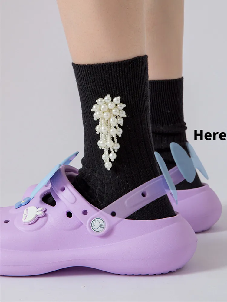 2023 New Garden Shoes Hole Slippers Women's Lovely Summer Thick Sole Anti Slip Bow Slippers Women's Summer Flips Flops