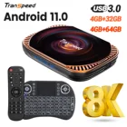 ТВ-приставка Transpeed Amlogic S905X4, Android, голосовое управление, двойной Wi-Fi BT4.0 USB3.0 H.265 8K 4K 3D качество, очень быстрая приставка