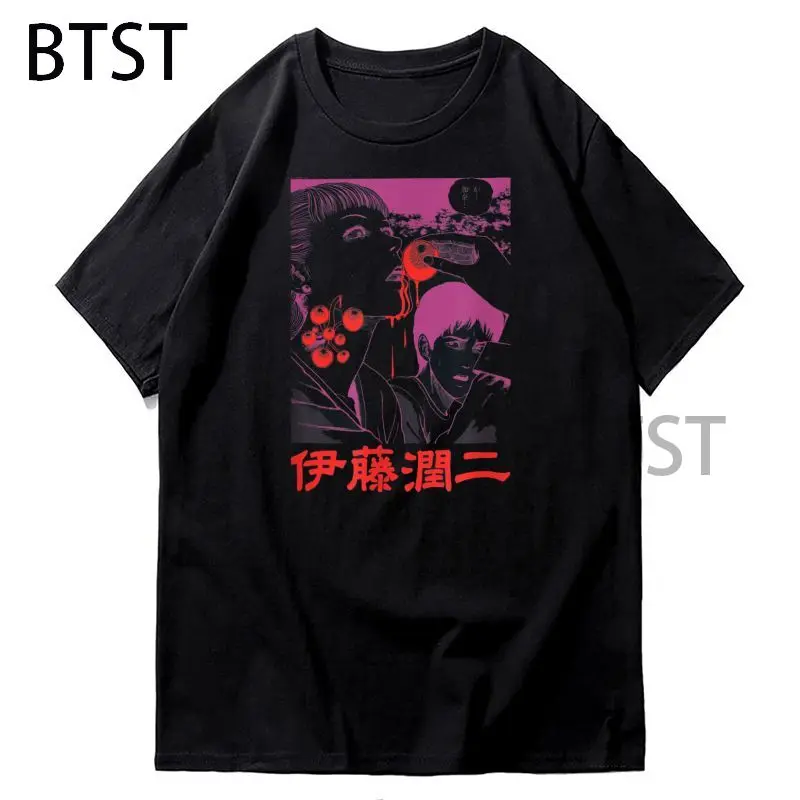 

Футболка Junji Ito с аниме рисунком девушки и сердца, мужская и женская футболка в стиле хип-хоп, новинка, мужская одежда в японском стиле, топ, же...