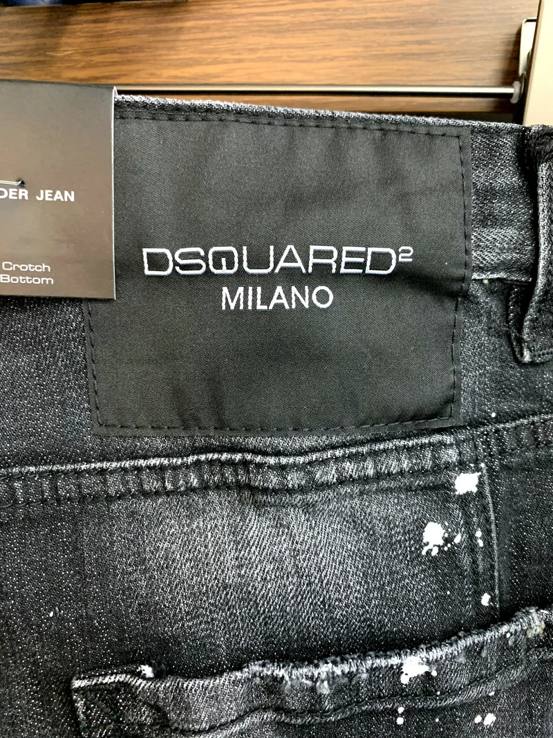 New Men's Dsquared2 Buttons Jeans Ripped For Male Skinny  Pants Men's Denim Trousers Top Quality Slim Jeans A395