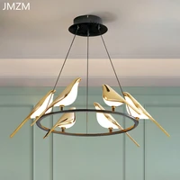 jmzm nordic magpie pendant lamp round golden chandelier for living room dining table bar villa indoor led decorative chandelier