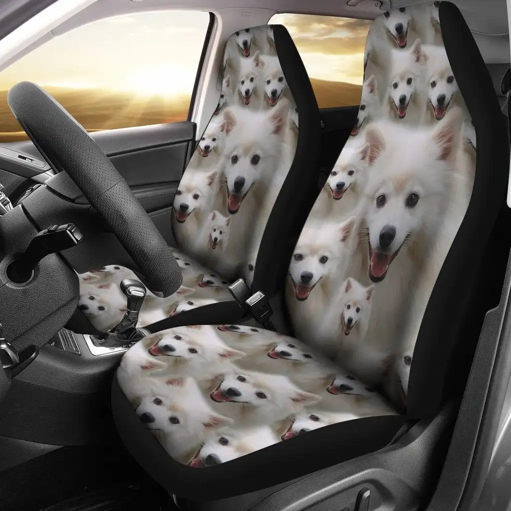 

Чехлы на сиденья автомобиля American Eskimo Dog в комплекте, 2 шт., аксессуары для автомобиля, чехол на сиденье