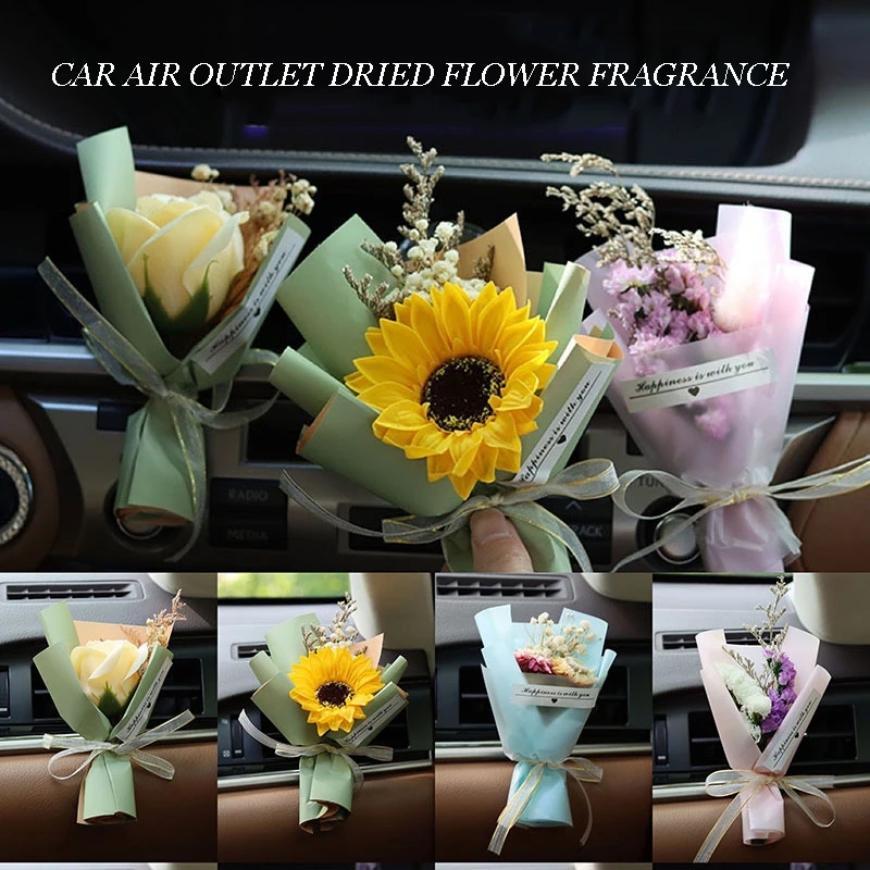 

Romantic Bouquet Car Air Outlet Fragrance Dried Flowers Aromatherapy Clip Auto Accessories Interior Diffuse Decoration
