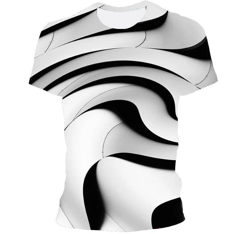 2021 Men's New Fashion 3D Printing Three-Dimensional Colorful Pattern Short-Sleeved Round Neck Casual T-Shirt |